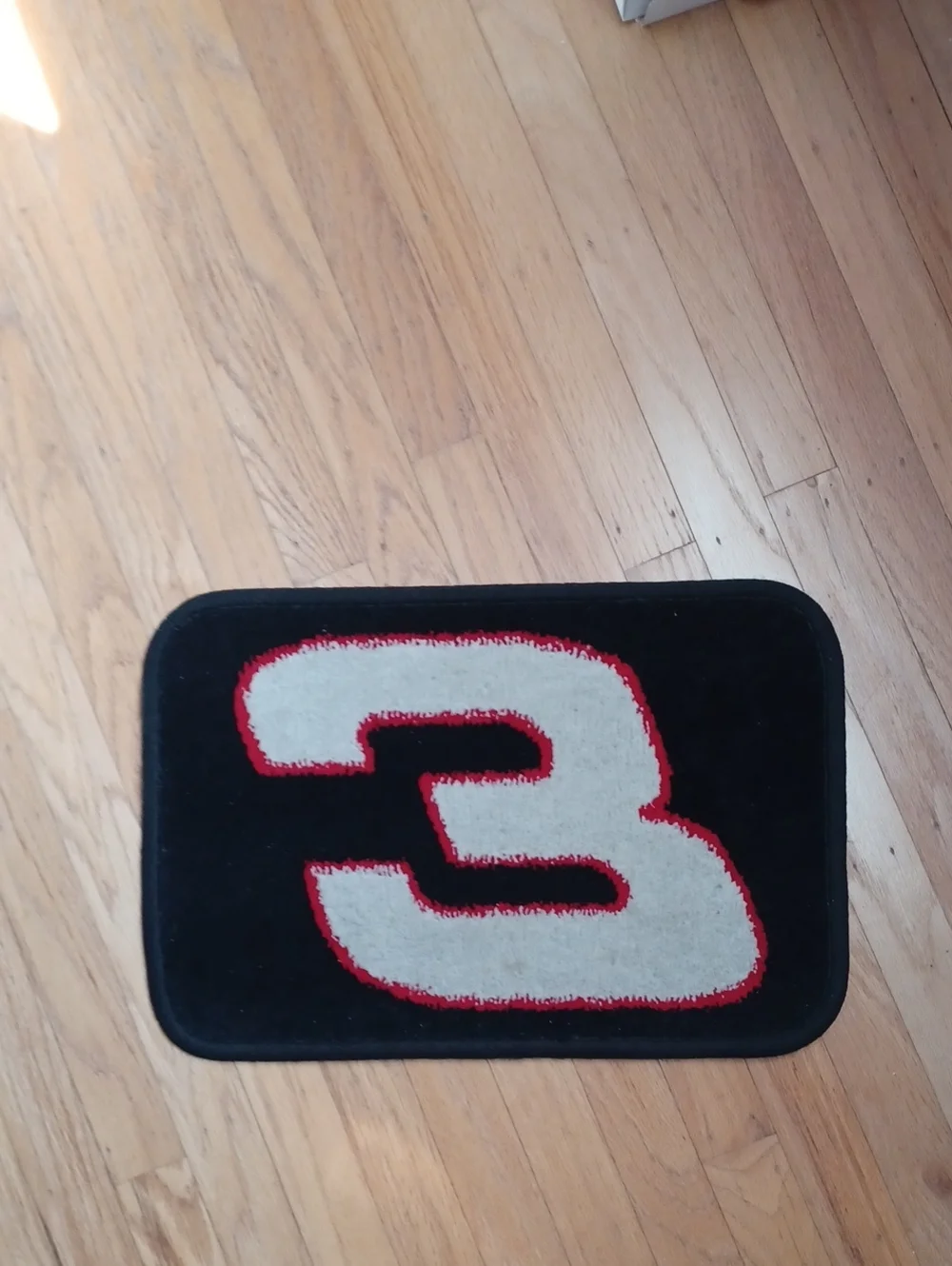 Nascar Black Door Mat with White and Red Number 3